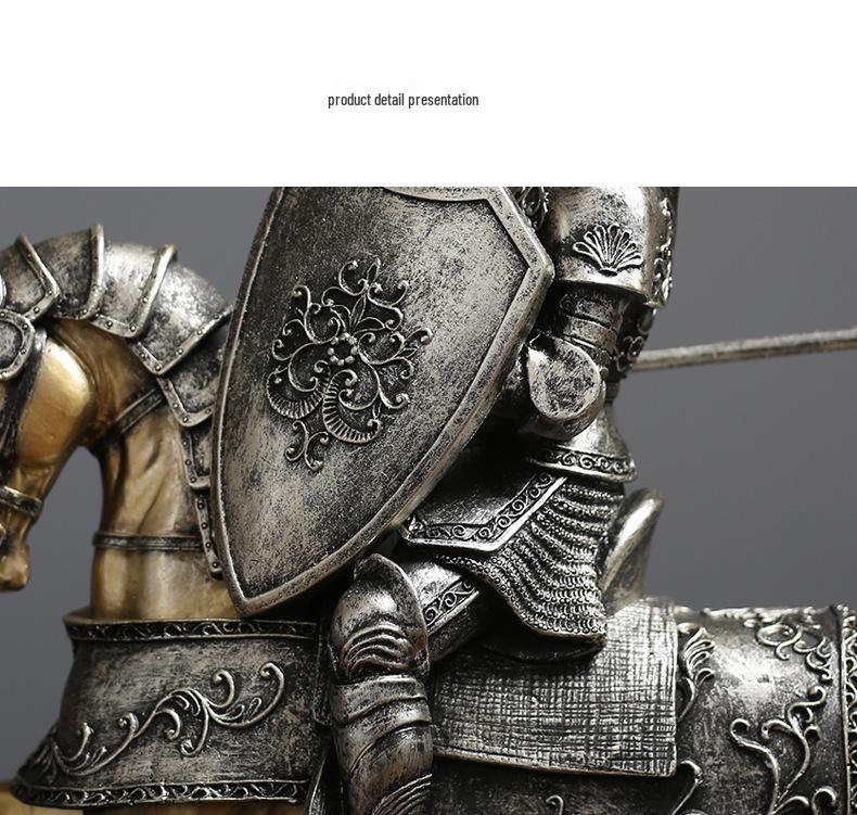 Nordic Luxury Knight and Horse Ornament: Elegant Chinese Style Decor for Living Room or Office