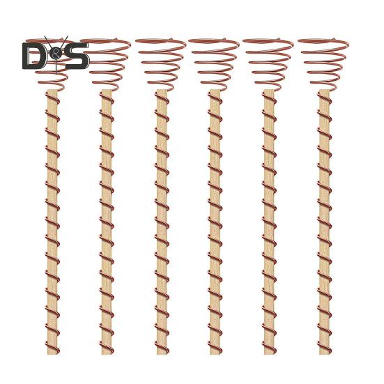 Electroculture Plant Stakes Copper Gardening Antenna Stakes Spiral Copper Wire On Wooden Stakes for Electroculture Plants Fruits Vegetables Growth