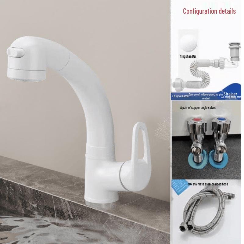 TaiJuFu Single-Hole Basin Faucet with Pull-Out Sprayer