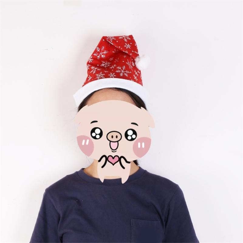 Cosplay Santa Hat Holiday Christmas Hat for Adult Unisex Gild Snowflake Pattern Christmas Hat for New Year Adult Teens