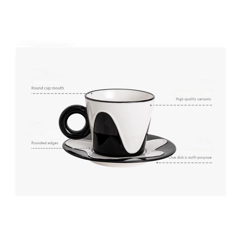 Beautiful black and white wavy coffee cup