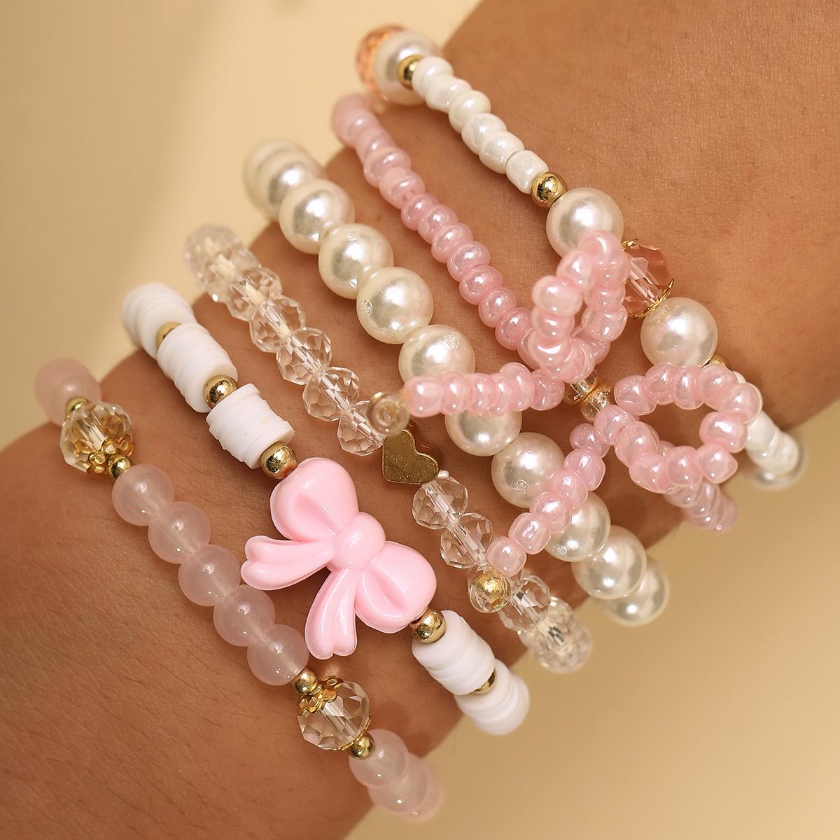 

Holiday style Valentine s Day love rice bead bracelet design sense stacked bracelet set Source set
