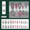 24Pieces Glossy False Nail Featuring 3D Waves Silver Icy Butterfly Pearls Effect Easy Application Design