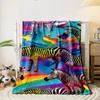 Rainbow Style Zebra Heart Print Blanket bedroom Blanket for Livingroom Couch lunch break Soft throw for Friend's festival Gift