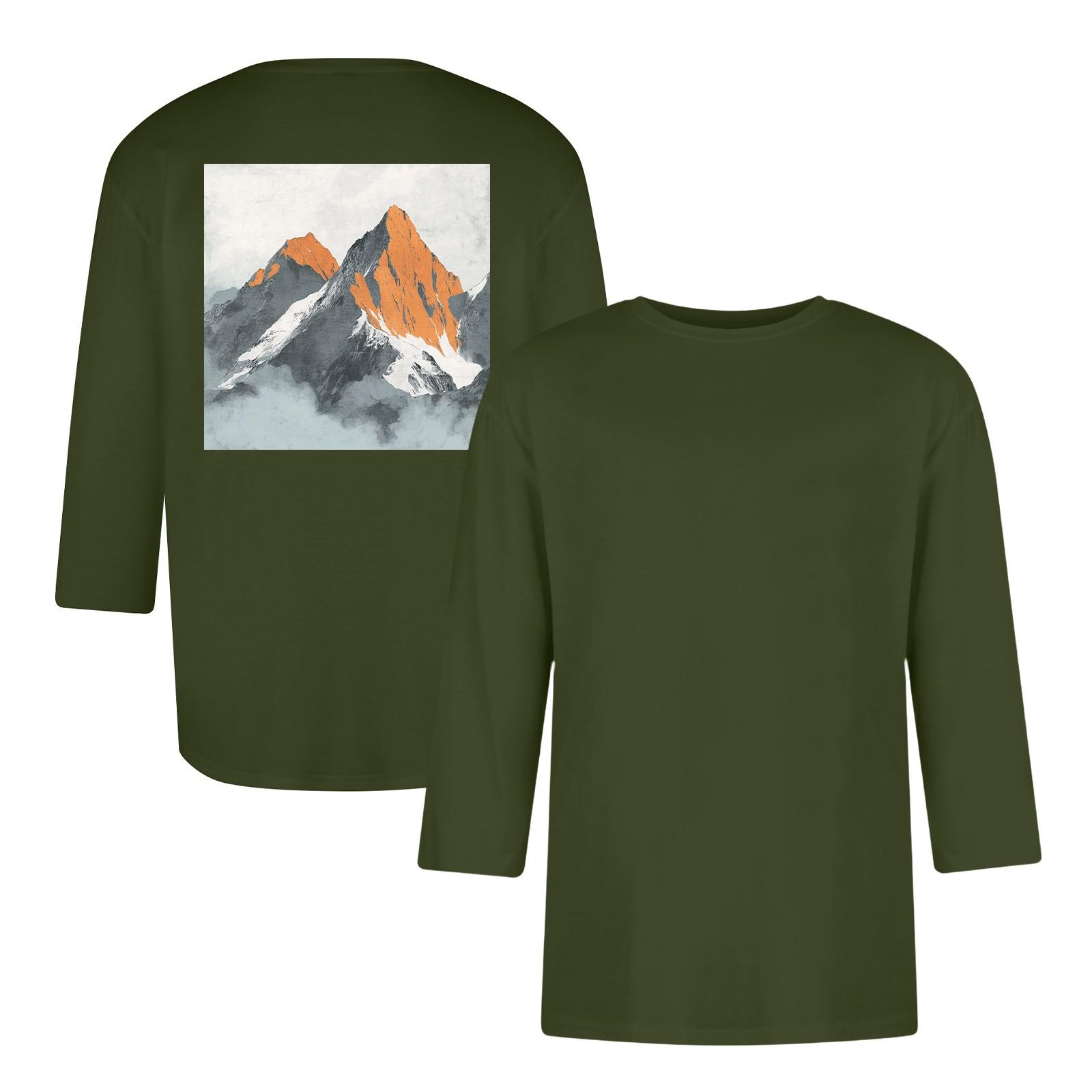 

Мужская повседневная и модная футболка с принтом, с круглым вырезом и рукавом три четверти S