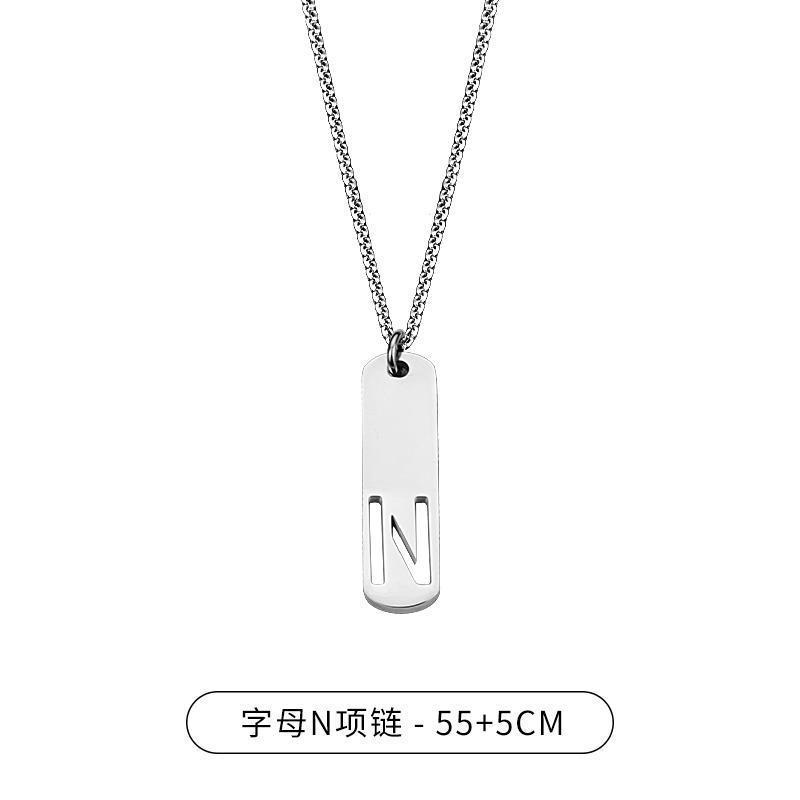 HNSP 316L Stainless Steel Initial Pendant Chain Necklace For Men Letter Tags  Accessories