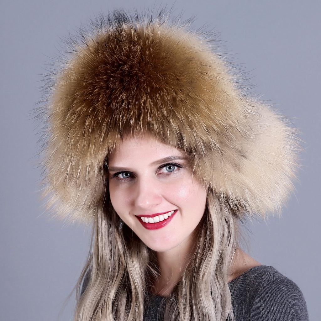 Women Winter Warm Beanie Earmuffs Cap Rolled Edge Fox Hair Warm Ladies Winter Female Thickened Fur Lady Adult Hat