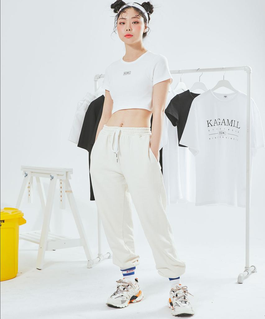 Kagamiel Square Logo Crop T-Shirt White