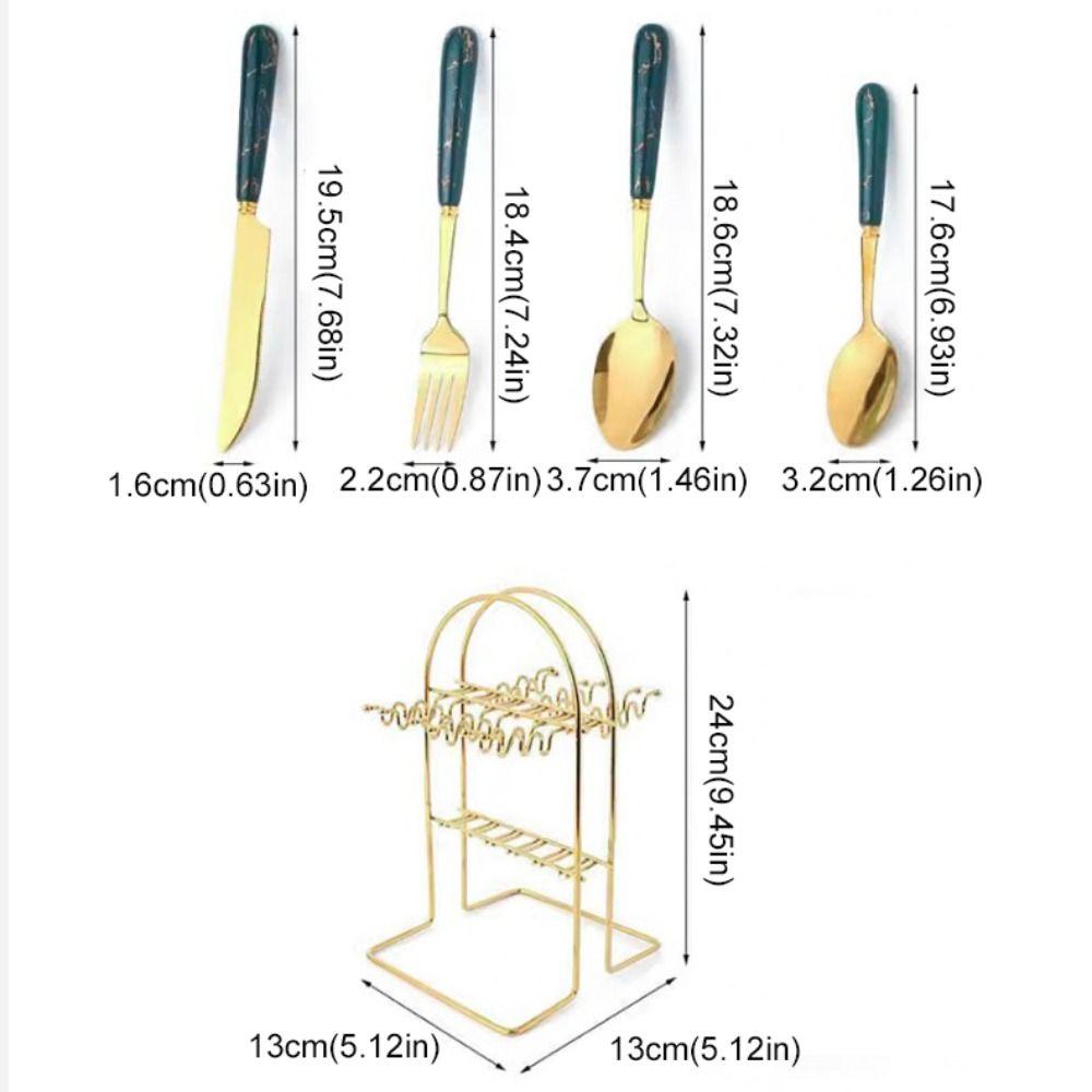 24pcs Stainless Steel Marbled Tableware Set Nordic Style Dessert Dinnerware Suit  Restaurant