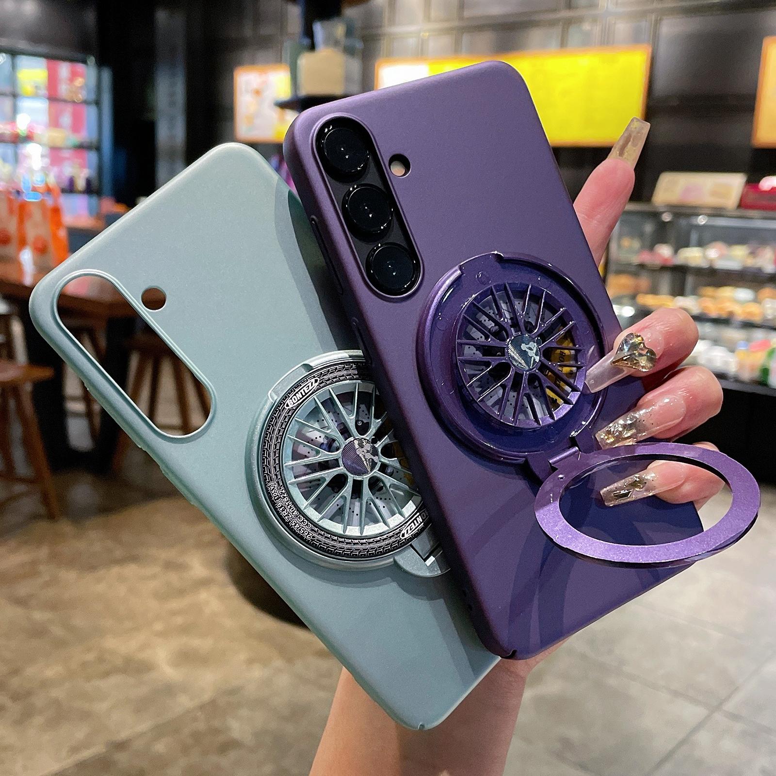 

VOERO For Samsung Galaxy S24+ Ring Kickstand Case Rotating Gyro Hard PC Cover Purple