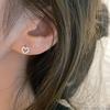 New Cute Sweet Hollow Heart Zircon Hoop Earring For Women Classic Shiny Stud Earrings Fashion Small Trendy Ear Buckle Jewelry