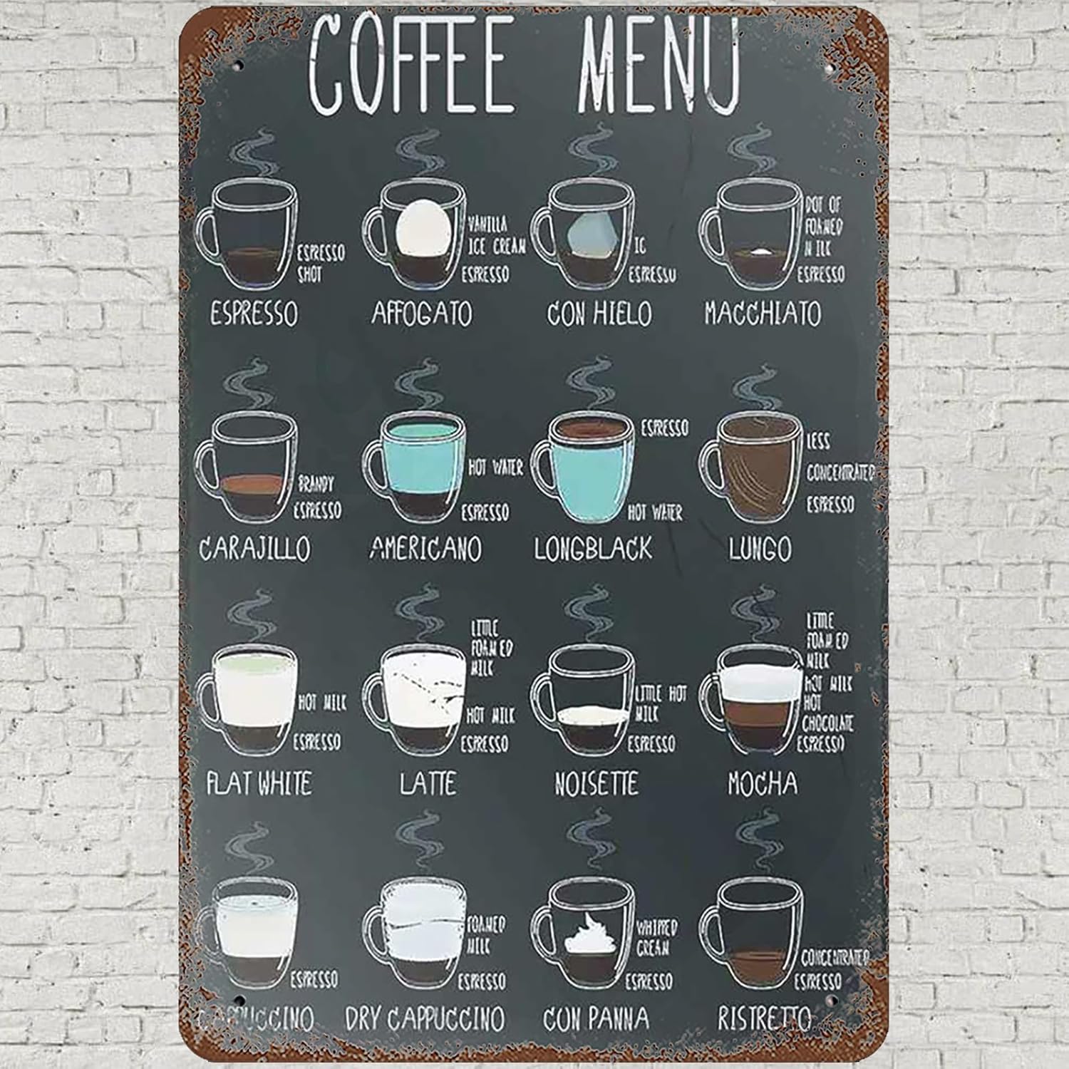 

Vintage Metal Tin Sign Coffee Menu Wall Art Decor Coffee Bar Poster for Home Living Room Bedroom Kitchen Garden Garage Cafe B 20x30cm（7.8x11.8inch）