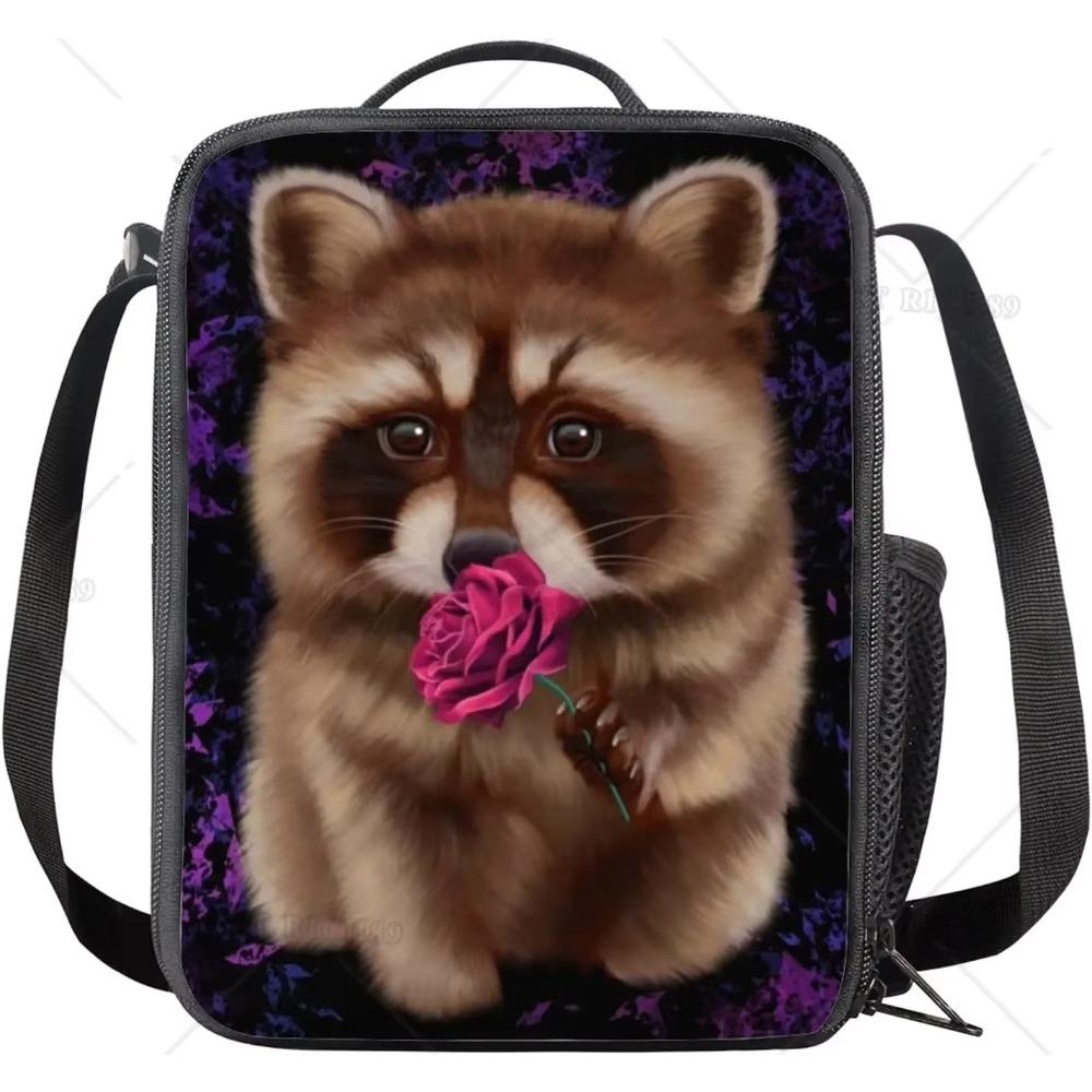 Waschbär Isolierte Lunchtasche Kühltasche Tragetasche Mahlzeitenbeutel Organizer Lunchbox für Mädchen Jungen Frauen Männer Reise Schule Arbeit Camping