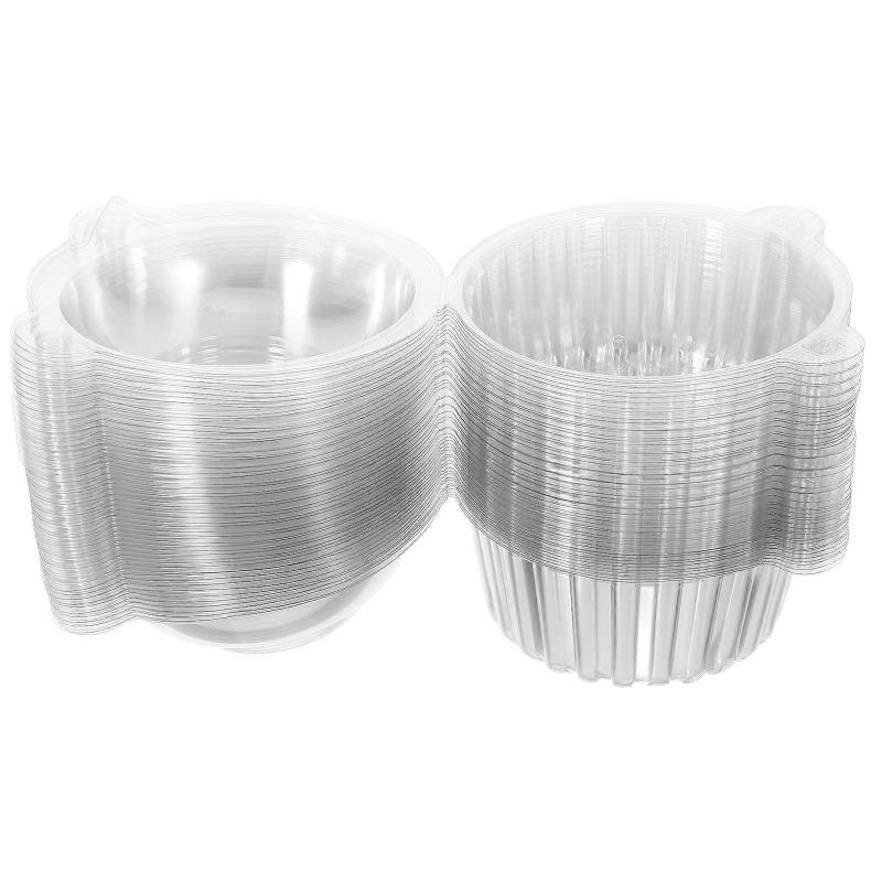 Clear PET Cupcake Boxes for Storage Use Transparent Foodgrade Cake Containers with Lids 50 Pieces