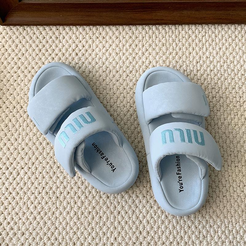 Fresh blue summer anti-skid thick-soled slippers for women's summer wear 2025 new soft-soled cool slippers