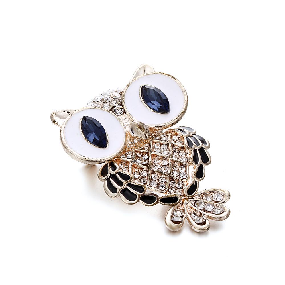 Korean-Style Owl Brooch with Rhinestones for Women