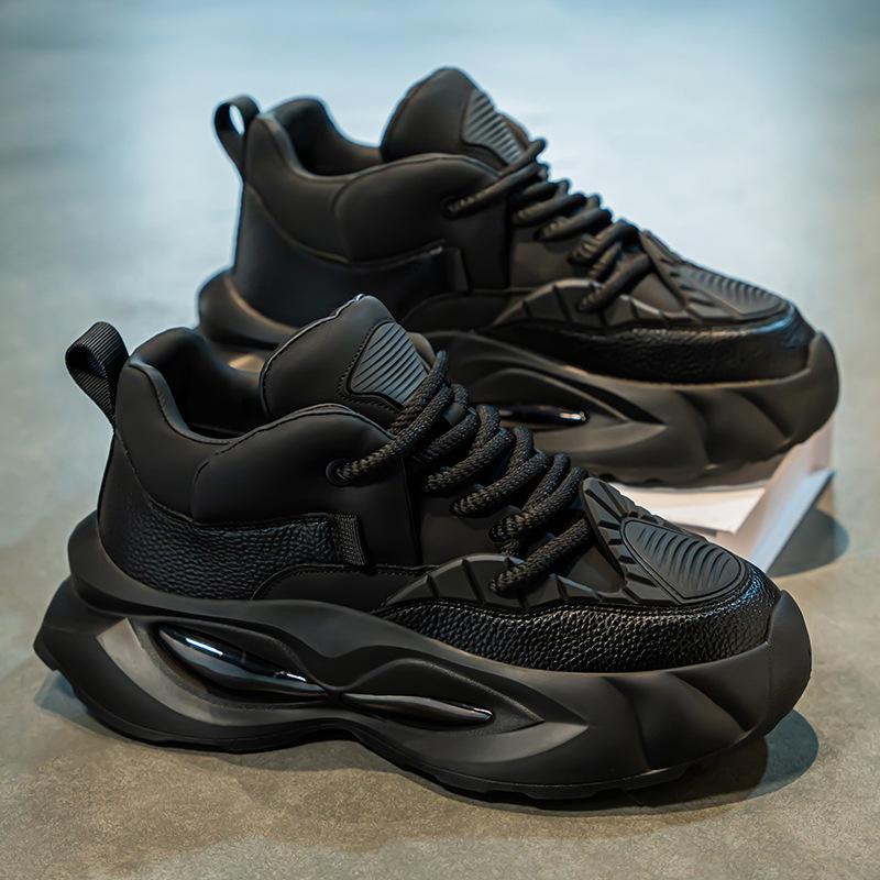 

2025 новые мужские туфли молодежная одежда на платформе короткие повседневные спортивные туфли увеличивающие рост папины туфли модные маленькие белые туфли 39 чёрный