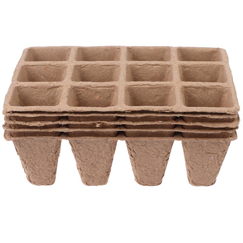 5 bucăți tavă de pepinieră cu 12 găuri, pulpă biodegradabilă pentru grădinărit, tavă de semănat, plantator de semințe, instrumente pentru sistem de creștere hidroponică