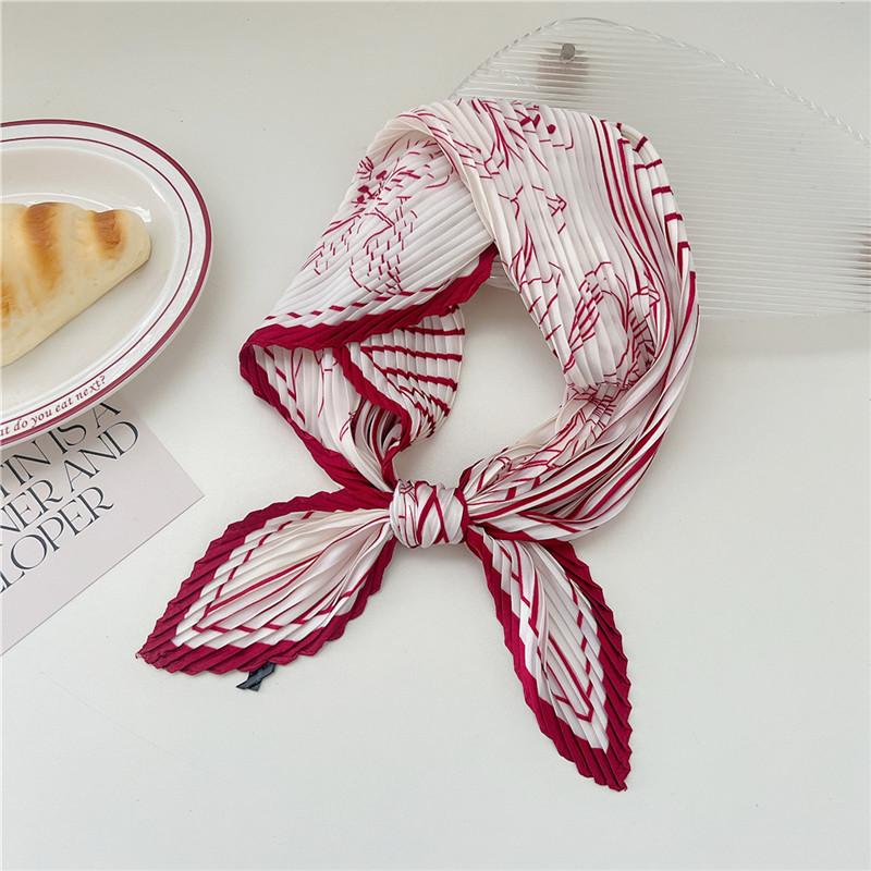 70cm Crumpled Scarf Kerchief Print Square Scarves Women DIY Hair Band Ribbon Headscarf Bandanas Headband Neck Wraps Neckerchief