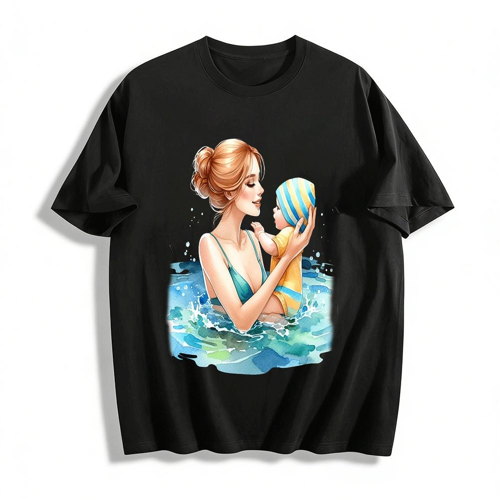 Parent-child Water Bonding Time Printed Casual Top Pure cotton T-shirt XXS