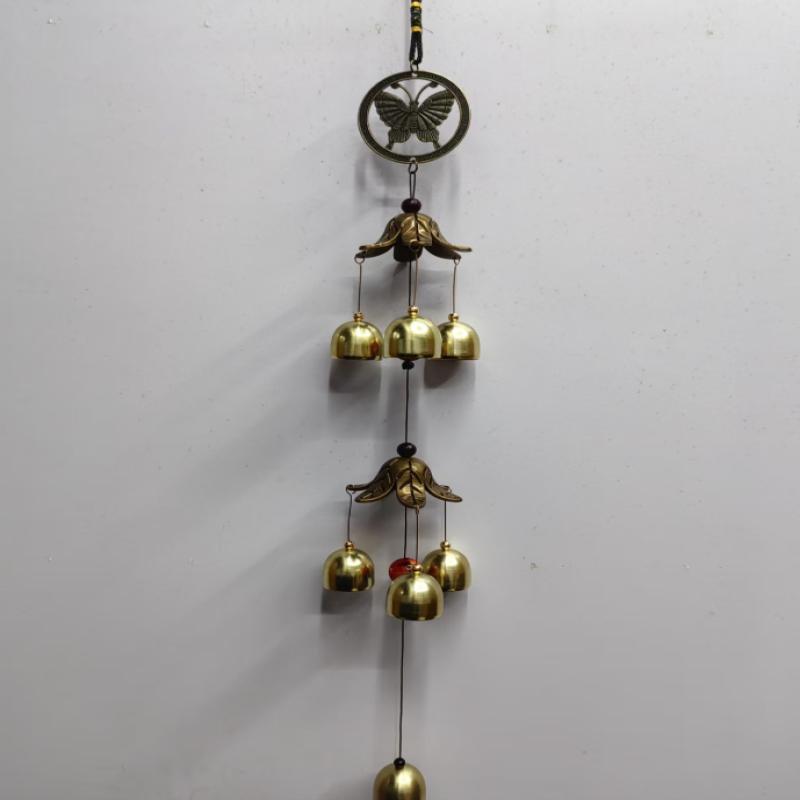 Double Metal Bell Pendant Wind Chime Brass Color Bell Hanging Decoration Suitable For Home Patio Wall Hanging
