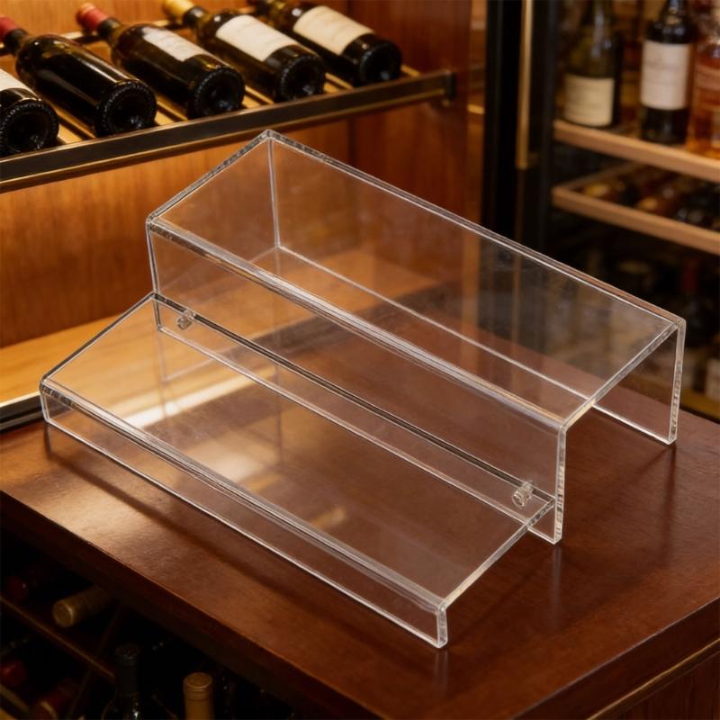 2 Tiers Wine Rack Craft Of Sturdy Acrylic Materials For Kitchen Or Offices Use
