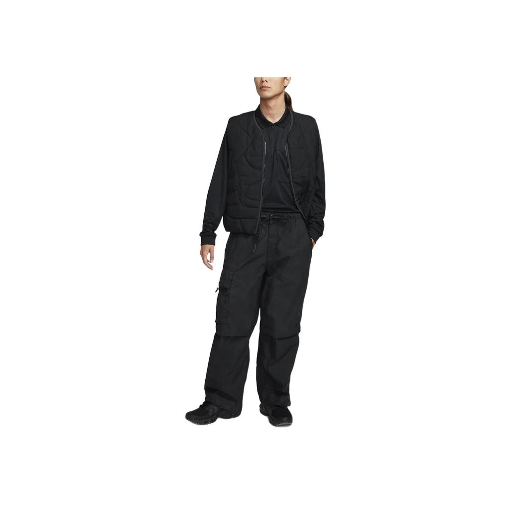 Nike Solid Color Zippered Multi-Pocket Cargo Pants Men Bottoms Black FN2615-010