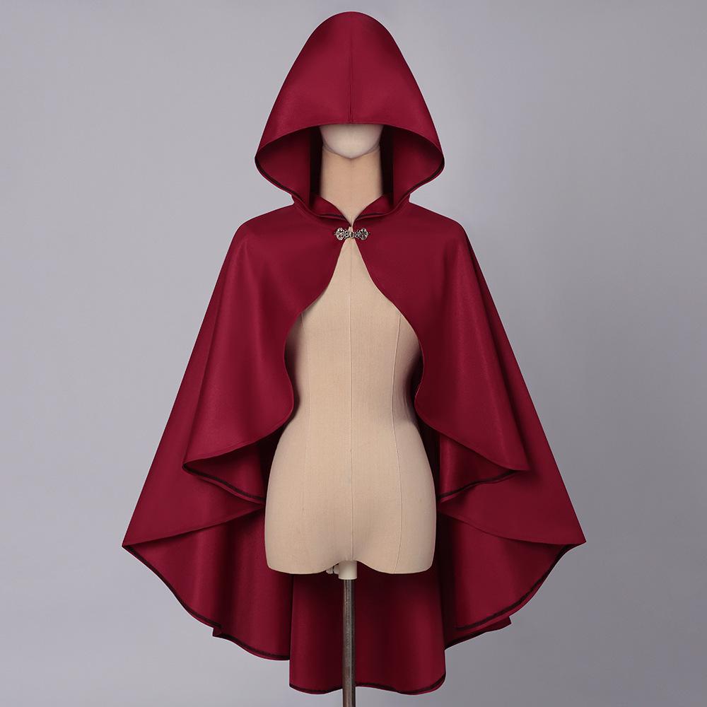 Halloween Retro Hooded Cape Medieval Shawl Costume for Adults