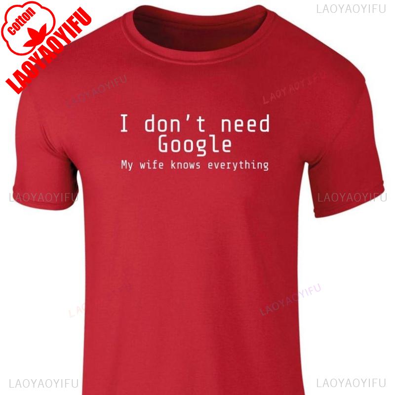 

Funny Wife Knows Everything TShirt Google Slogan Unisexs Gift Funny Outdoors High Quality Cotton Shortsleev Crew Neck Tee Tops S