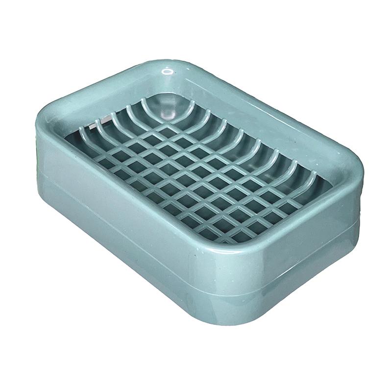 1Pcs Grid Soap Box Toilet Double -Layer Drain Soap Box, No Water Plastic Soap Box Portable Soap Shelf Bathroom Storage Box
