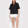 adidas Originals Trefoil Solid Stripe Single-Breasted Short Sleeve Shirt Women Tops Black HC2055