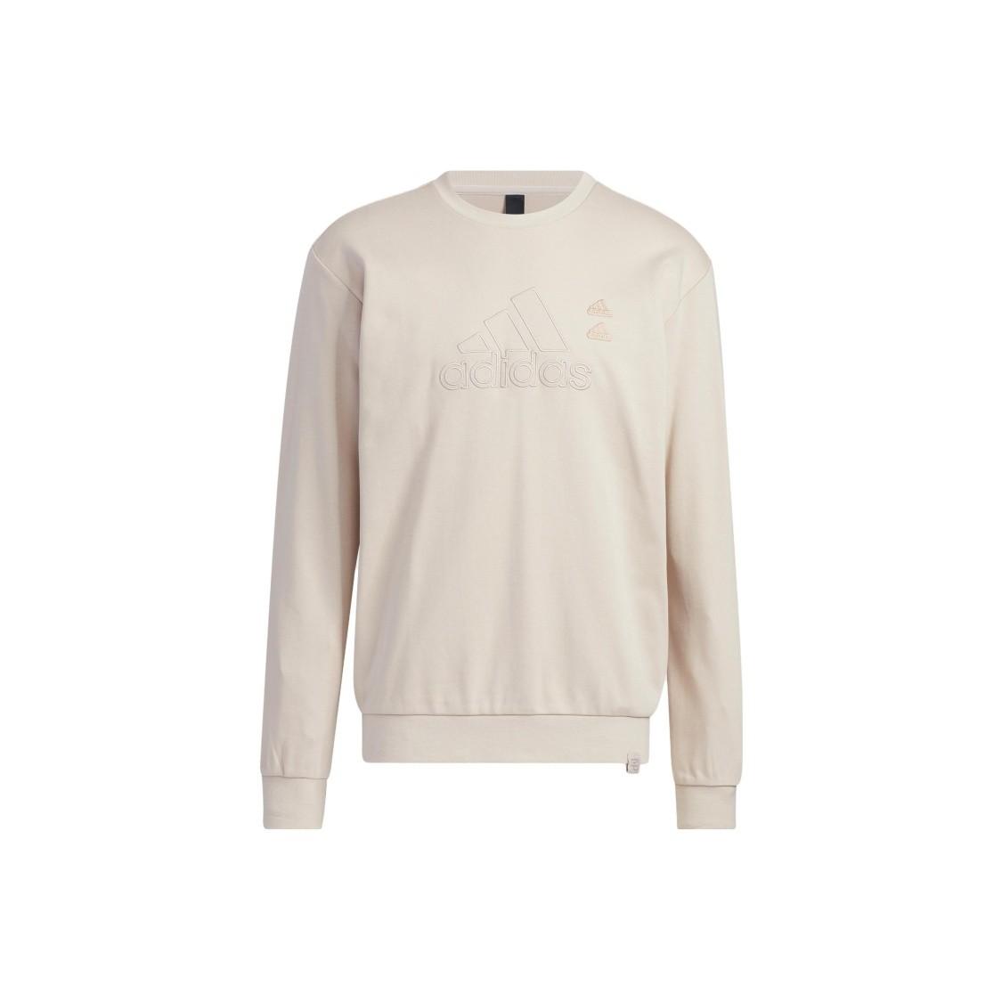 adidas Lightweight Long-Sleeve Crewneck Pullover Sweatshirt for Men, Grey-Brown M