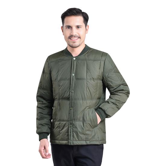 Giacca Piumino da Uomo Autunno Inverno Collo Alto Manica Lunga Velluto Ispessito Cappotto di Cotone con Tasche Tinta Unita Trapuntato Capispalla