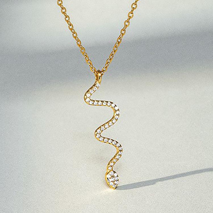 S925 Sterling Silver Necklace with Diamond Snake Pendant - Fashionable, Versatile & Elegant Collarbone Chain for Women