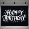 Black Background with Silver Glitter "Happy Birthday" for Live Stream and Video Call