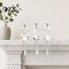 Artistic Home Accent 3Pcs/Set Abstract Human Figurines, 3D Printed Modern Minimalist Art Sculpture, Cabinet Edge Ornament Sitting Figure Statues