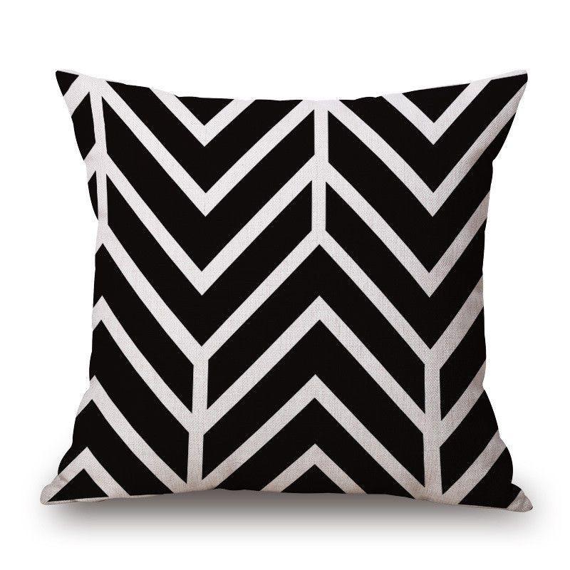 Cover Geometric Cushion Home Sofa Decor Black  White Linen Throw Pillow Case