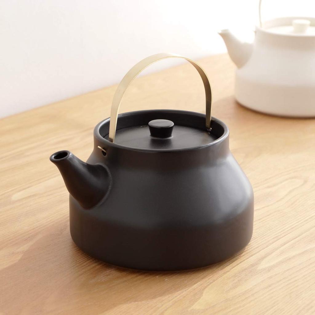 Kamoshika Doguten Gas Microwave Made in Banko Ceramic For Open Ceramic Kettle Kettle, 1L, Compatible, Safe, Japan, Ware, Brass, Fire, (Black Koburi)