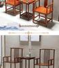 Solid Wood Chinese Style Round Chair Set: 3-Piece with Backrest and Tea Table, Antique Design for Balcony or Leisure.