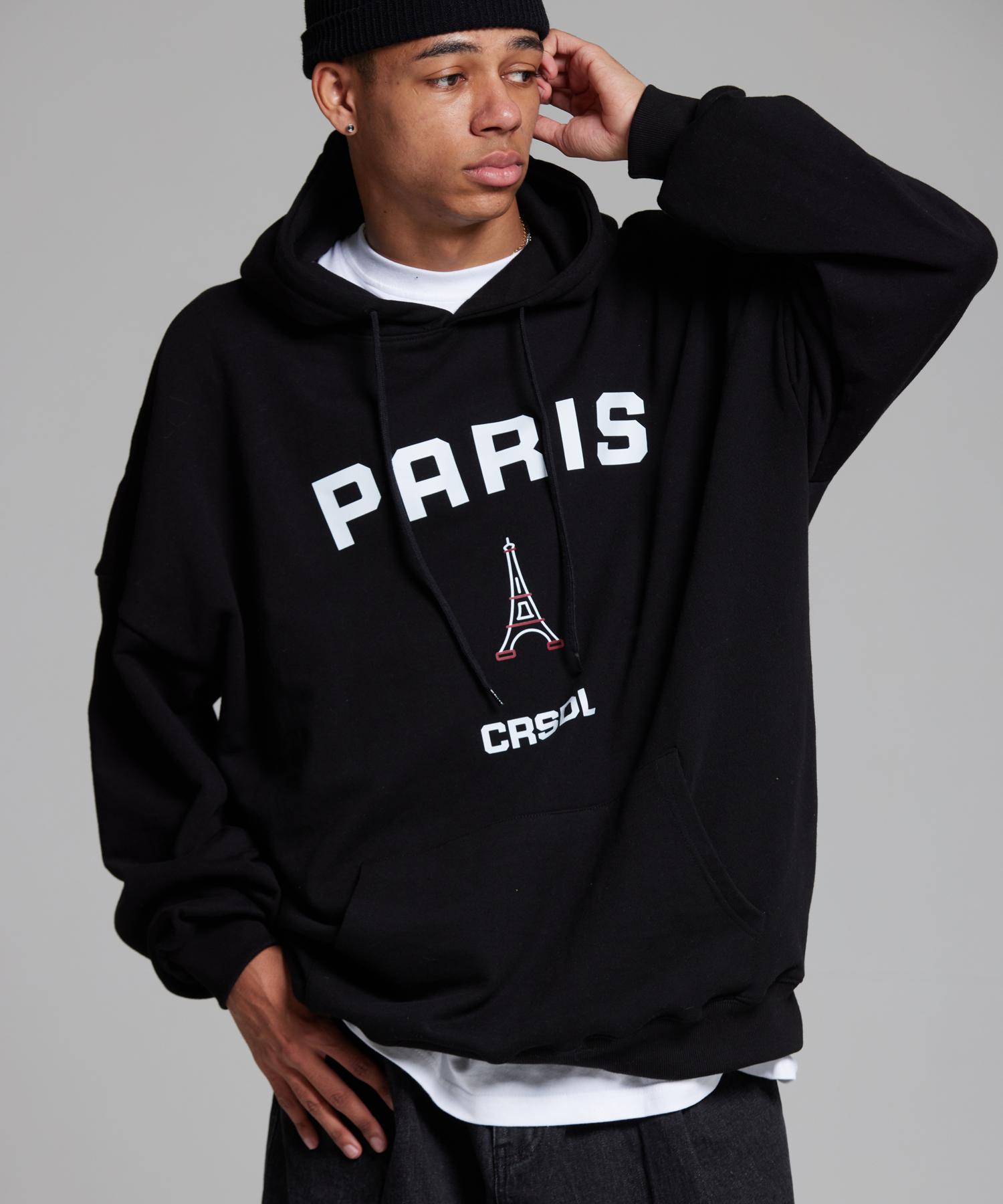 Cream Soda Lab Paris Eiffel Tower Natural Fit Hoodie Black L