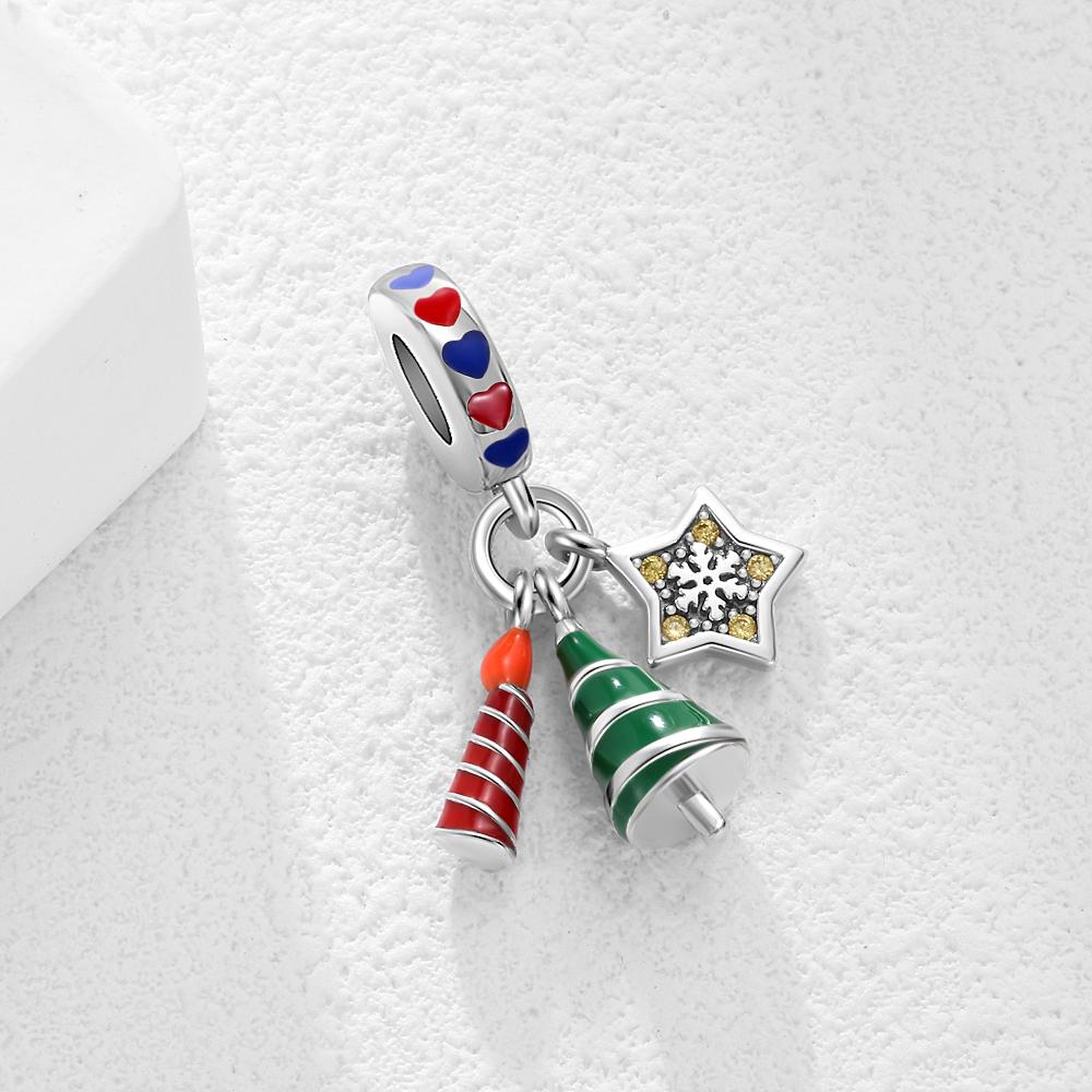 Copper Snowman Bead Christmas Clock Pendant Fit European Women'S Bracelets Diy Accessories Christmas Gifts Jewelry
