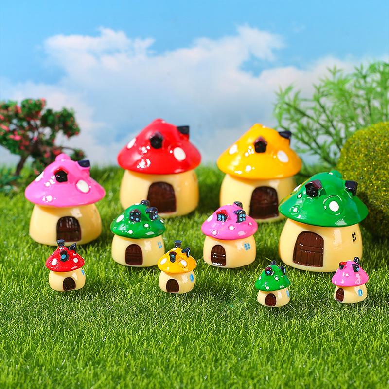 Mediterranean Style Mushroom House Zakka Miniature Landscape Ornament