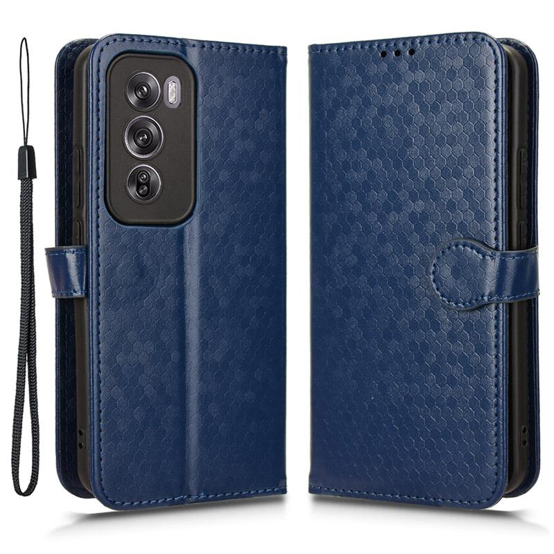 

For Oppo Reno12 5G (Global) Case Dot Pattern Anti-Scratch PU Leather Phone Cover Dark Blue