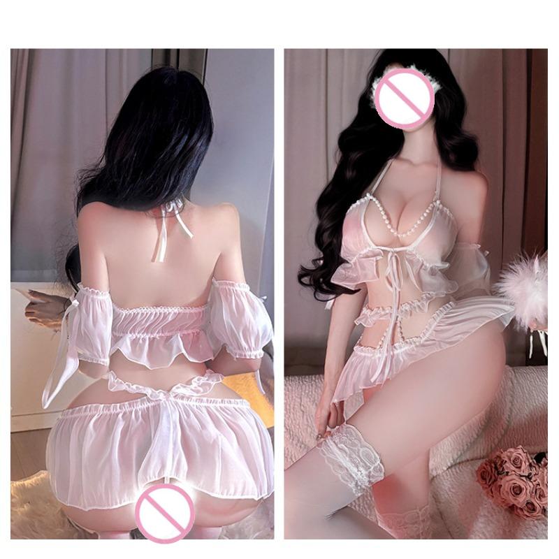 New Sexy Lingerie Women's Sexy Lace Camisole Hip Hugging Skirt Nightgown Uniform Temptation Three-point Pajamas