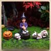 Pumpkin Halloween Witch Resin Yard Decoration With Micro Landscape Scene Gift