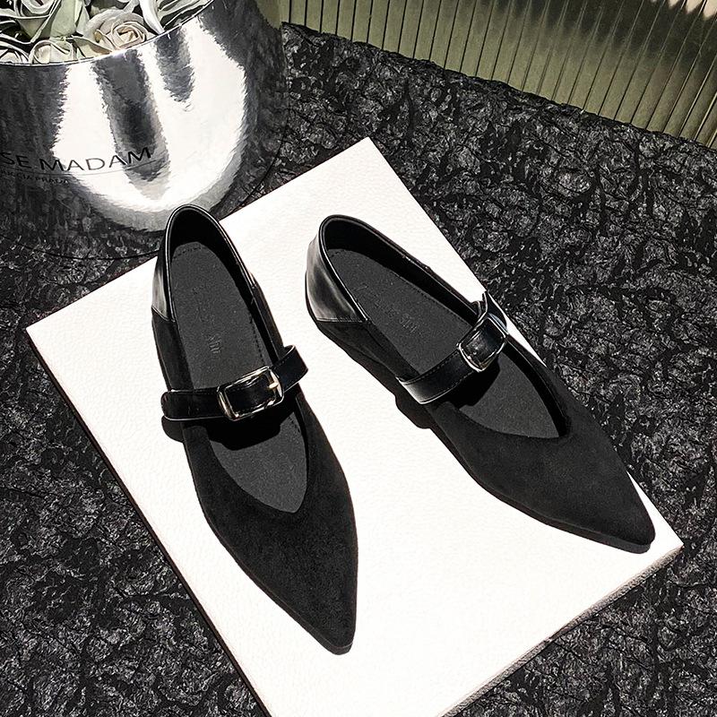 Fashion sexy leopard height increasing flat shoes woman buckle belt loafers pointed toe flock flats ladies cozy moccasins big size 42