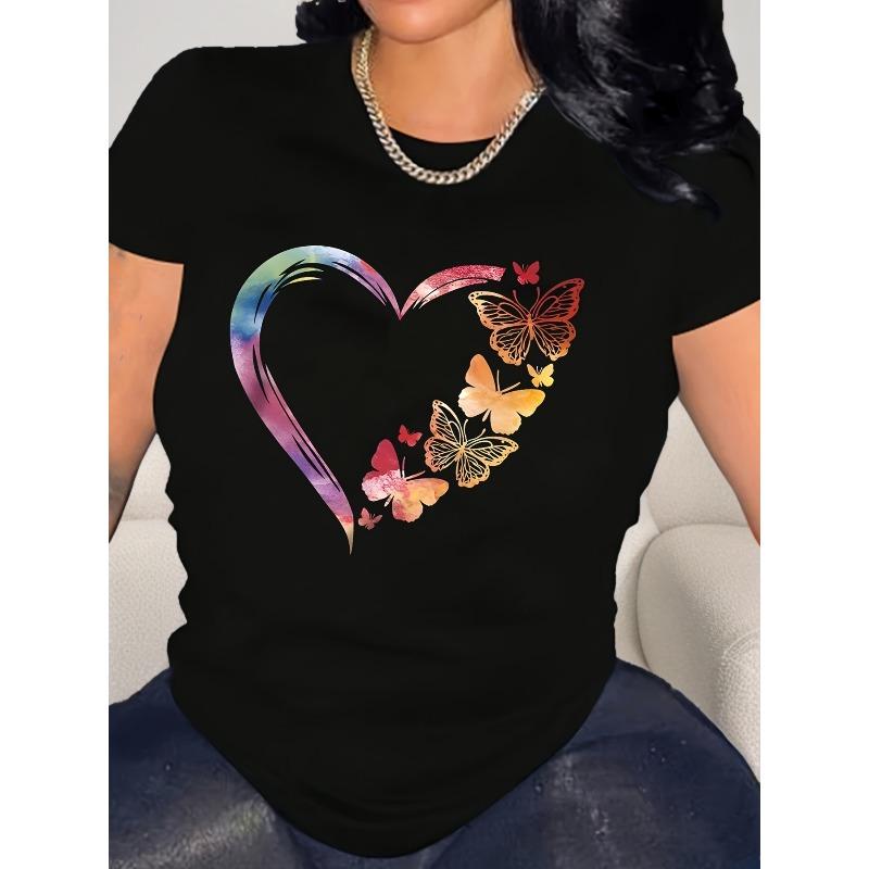 

Womens Black Casual Short Sleeve Crew Neck Everyday Basic Top 4XL