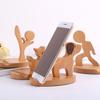 Solid Wood Dog-Shaped Mobile Phone Stand & Desktop Ornament