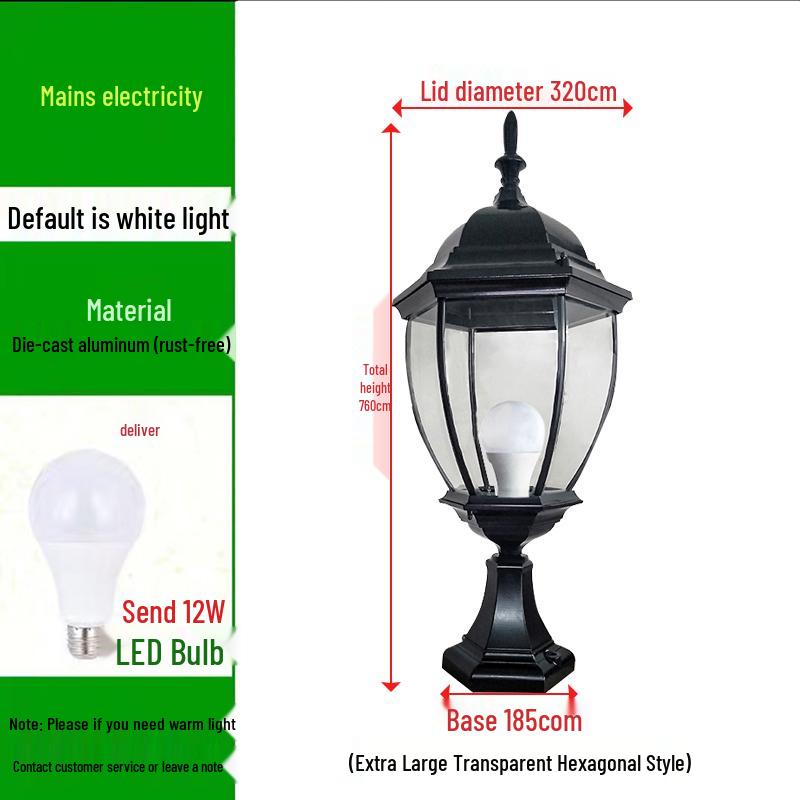 Wasserdichte Außen-Säulenleuchte im europäischen Stil für Zäune und Torpfosten