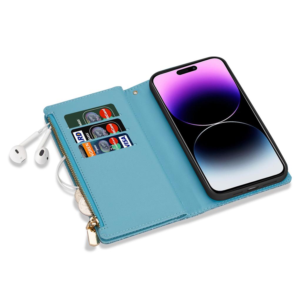 For iPhone 17 Pro Case Starry Sky Carving Leather Wallet Phone Cover with Wrist Strap